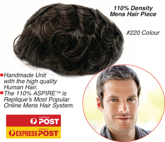 #220 Dark Brown with 20% Grey Thin Skin Hair Piece ON SALE $400. Normally $800