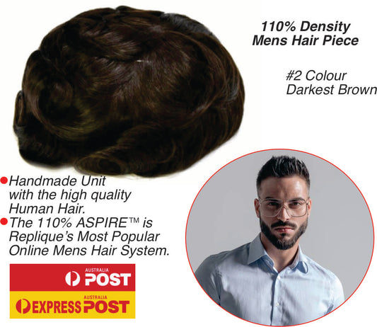 #2 Dark Brown Thin Skin Hair Piece ON SALE $400. Normally $800