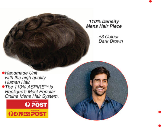 #3 Dark Brown Thin Skin Hair Piece ON SALE $400. Normally $800