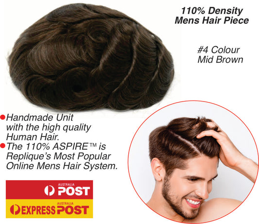 #4 Mid Brown Thin Skin Hair Piece ON SALE $400. Normally $800